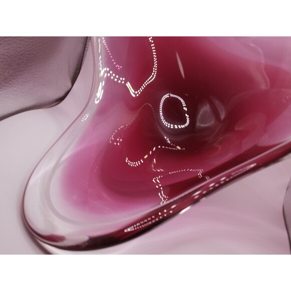 Vtg 1963 Paul Kedelv Signed Pink Flygsfor Art Glass "Coquille" Range 12" X 5.25" - Picture 7 of 16